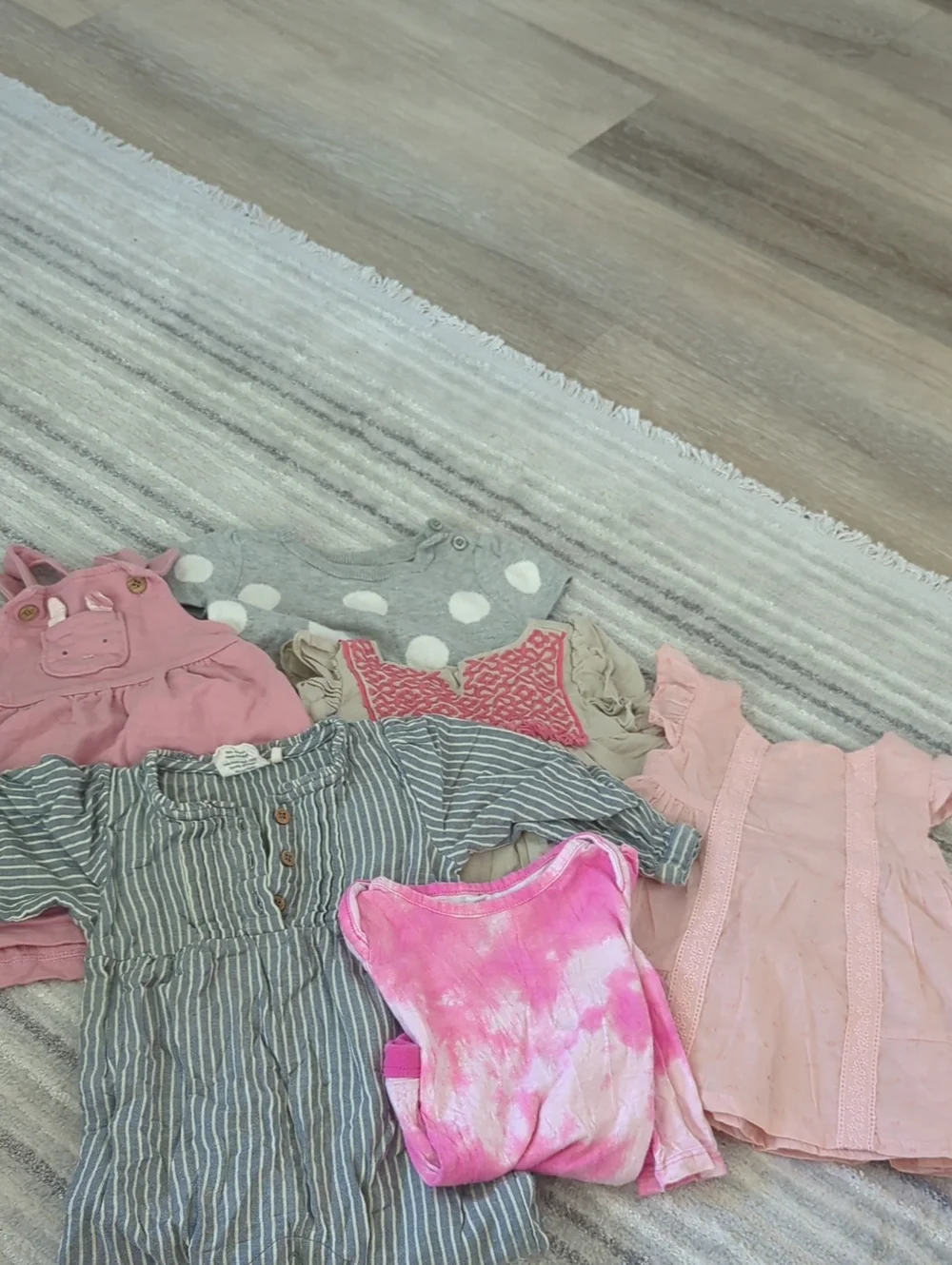 Girls Mixed Dresses Bundle - Pink, Gray & Tie-Dye